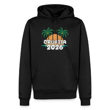 Croatia 2026 - Männer Premium Bio Hoodie - Schwarz - Vorne - Nico (187cm)