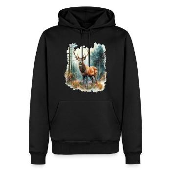 Deer Roe Deer - Men’s Premium Organic Hoodie - black - Front - Nico (187cm)