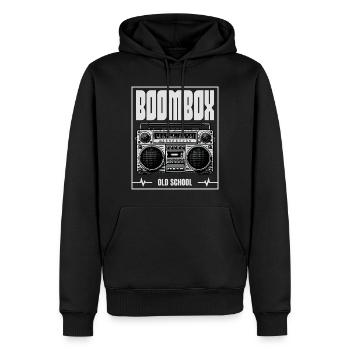 Boombox Old School – Radio rétro - Sweat à capuche Premium bio Homme - noir - Devant - Nico (187cm)