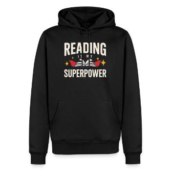 Reading Lover – Reading Is My Superpower - Men’s Premium Organic Hoodie - black - Front - Nico (187cm)