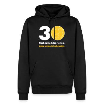 30. Geburtstag Handball – Noch keine Alten Herren - Männer Premium Bio Hoodie - Schwarz - Vorne - Nico (187cm)