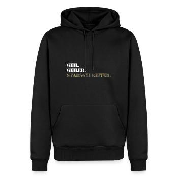 Geil. Geiler. Stabsgefreiter. Bundeswehr Soldat - Männer Premium Bio Hoodie - Schwarz - Vorne - Nico (187cm)