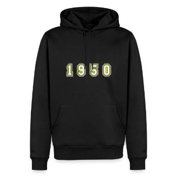 Numéro de l’année 1950 - Sweat à capuche Premium bio Homme - noir - Devant - Nico (187cm)