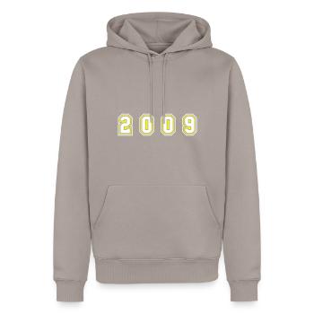 2009 Jahr Zahl - Männer Premium Bio Hoodie - Taupe - Vorne - Nico (187cm)