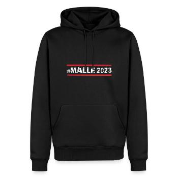 Malle 2023 - Sweat à capuche Premium bio Homme - noir - Devant - Nico (187cm)