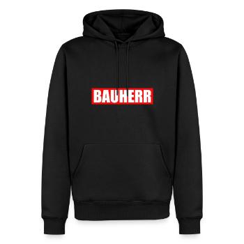 Bauherr - Männer Premium Bio Hoodie - Schwarz - Vorne - Nico (187cm)