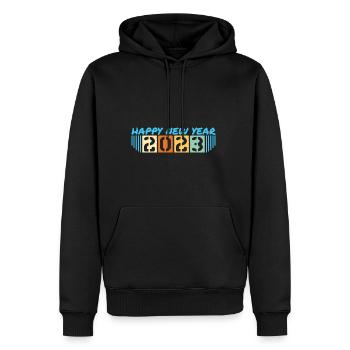 Joyeux Nouvel An 2023 Réveillon du Nouvel An Noël - Sweat à capuche Premium bio Homme - noir - Devant - Nico (187cm)