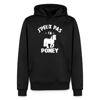 Je Peux Pas J'ai Poney - Sweat à capuche Premium bio Homme - noir - Devant - Nico (187cm)