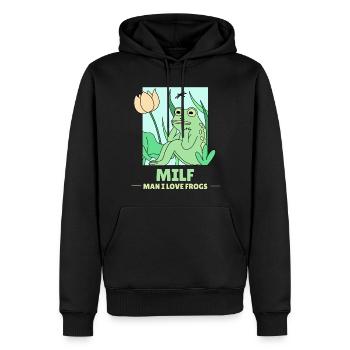 Lustiges Frosch - Männer Premium Bio Hoodie - Schwarz - Vorne - Nico (187cm)