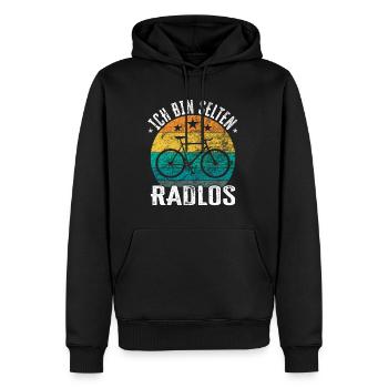 Ich bin selten Radlos - lustiger Spruch - Männer Premium Bio Hoodie - Schwarz - Vorne - Nico (187cm)