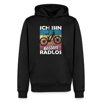Ich bin selten Radlos - lustiger Spruch - Männer Premium Bio Hoodie - Schwarz - Vorne - Nico (187cm)