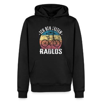 Ich bin selten Radlos - lustiger Spruch - Männer Premium Bio Hoodie - Schwarz - Vorne - Nico (187cm)