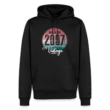 Vintage Made in 2007 Geburtsjahr 2007 Geburtstag - Männer Premium Bio Hoodie - Schwarz - Vorne - Nico (187cm)