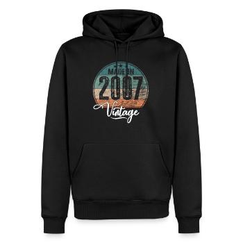 Millésime Fabriqué en 2007 Année de naissance 2007 Anniversaire - Sweat à capuche Premium bio Homme - noir - Devant - Nico (187cm)