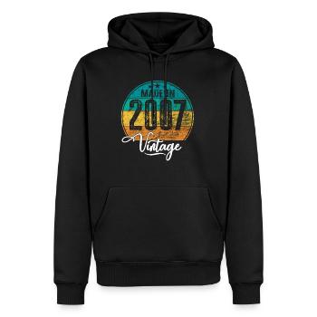 Vintage Made in 2007 Geburtsjahr 2007 Geburtstag - Männer Premium Bio Hoodie - Schwarz - Vorne - Nico (187cm)