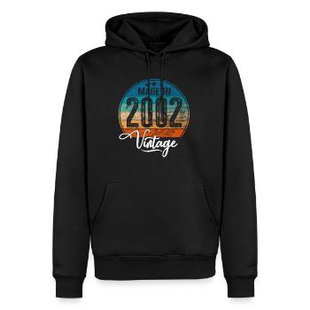 Vintage Made in 2002 Geburtsjahr 2002 Geburtstag - Männer Premium Bio Hoodie - Schwarz - Vorne - Nico (187cm)