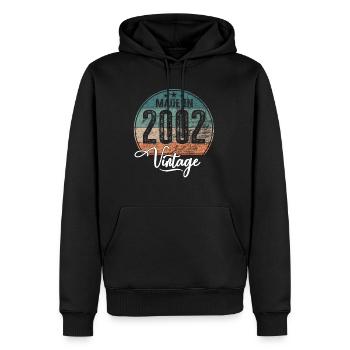 Vintage Made in 2002 Geburtsjahr 2002 Geburtstag - Männer Premium Bio Hoodie - Schwarz - Vorne - Nico (187cm)