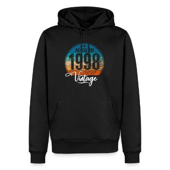 Millésime Fabriqué en 1998 Année de naissance 1998 Anniversaire - Sweat à capuche Premium bio Homme - noir - Devant - Nico (187cm)
