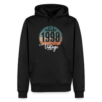 Millésime Fabriqué en 1998 Année de naissance 1998 Anniversaire - Sweat à capuche Premium bio Homme - noir - Devant - Nico (187cm)