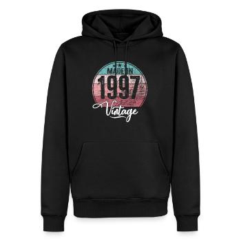 Millésime Fabriqué en 1997 Année de naissance 1997 Anniversaire - Sweat à capuche Premium bio Homme - noir - Devant - Nico (187cm)