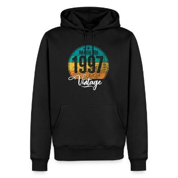 Millésime Fabriqué en 1997 Année de naissance 1997 Anniversaire - Sweat à capuche Premium bio Homme - noir - Devant - Nico (187cm)