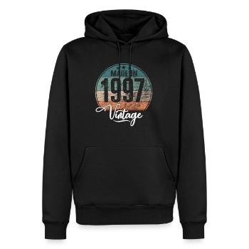 Millésime Fabriqué en 1997 Année de naissance 1997 Anniversaire - Sweat à capuche Premium bio Homme - noir - Devant - Nico (187cm)
