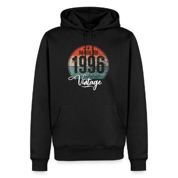 Millésime Fabriqué en 1996 Année de naissance 1996 Anniversaire - Sweat à capuche Premium bio Homme - noir - Devant - Nico (187cm)