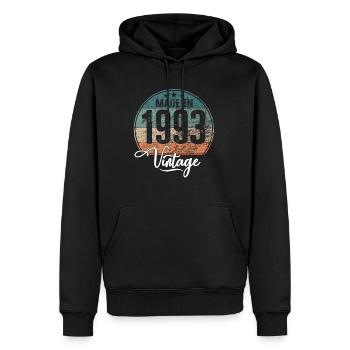 Millésime Fabriqué en 1993 Année de naissance 1993 Anniversaire - Sweat à capuche Premium bio Homme - noir - Devant - Nico (187cm)