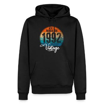Millésime Fabriqué en 1992 Année de naissance 1992 Anniversaire - Sweat à capuche Premium bio Homme - noir - Devant - Nico (187cm)