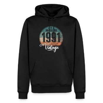 Vintage Made in 1991 Geburtsjahr 1991 Geburtstag - Männer Premium Bio Hoodie - Schwarz - Vorne - Nico (187cm)