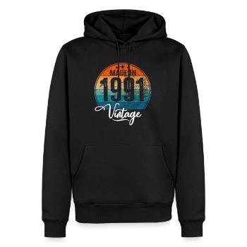 Vintage Made in 1991 Geburtsjahr 1991 Geburtstag - Männer Premium Bio Hoodie - Schwarz - Vorne - Nico (187cm)