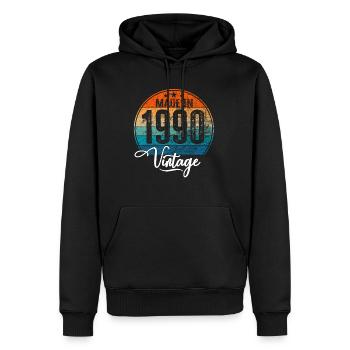 Millésime fabriqué en 1990 Année de naissance 1990 Anniversaire - Sweat à capuche Premium bio Homme - noir - Devant - Nico (187cm)