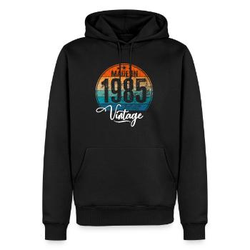 Millésime Fabriqué en 1985 Année de naissance 1985 Anniversaire - Sweat à capuche Premium bio Homme - noir - Devant - Nico (187cm)