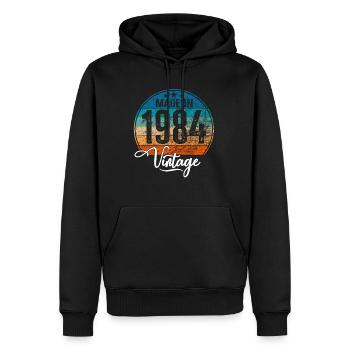 Millésime Fabriqué en 1984 Année de naissance 1984 Anniversaire - Sweat à capuche Premium bio Homme - noir - Devant - Nico (187cm)
