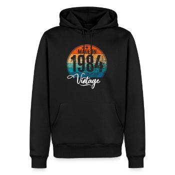 Millésime Fabriqué en 1984 Année de naissance 1984 Anniversaire - Sweat à capuche Premium bio Homme - noir - Devant - Nico (187cm)