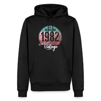Millésime Fabriqué en 1982 Année de naissance 1982 Anniversaire - Sweat à capuche Premium bio Homme - noir - Devant - Nico (187cm)