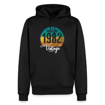 Millésime Fabriqué en 1982 Année de naissance 1982 Anniversaire - Sweat à capuche Premium bio Homme - noir - Devant - Nico (187cm)