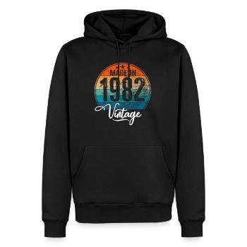 Millésime Fabriqué en 1982 Année de naissance 1982 Anniversaire - Sweat à capuche Premium bio Homme - noir - Devant - Nico (187cm)