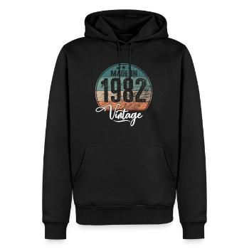 Millésime Fabriqué en 1982 Année de naissance 1982 Anniversaire - Sweat à capuche Premium bio Homme - noir - Devant - Nico (187cm)
