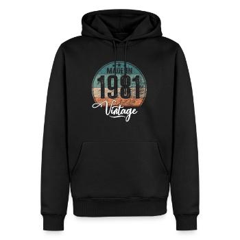 Millésime Fabriqué en 1981 Année de naissance 1981 Anniversaire - Sweat à capuche Premium bio Homme - noir - Devant - Nico (187cm)