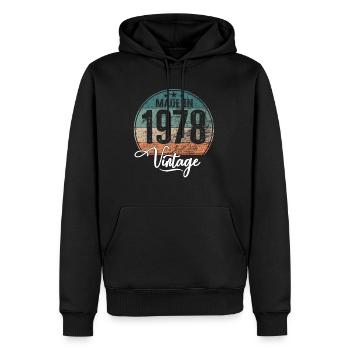 Millésime Fabriqué en 1978 Année de naissance 1978 Anniversaire - Sweat à capuche Premium bio Homme - noir - Devant - Nico (187cm)