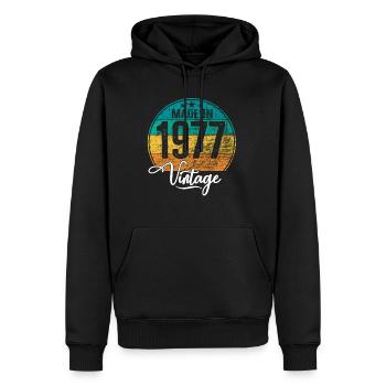 Vintage Fabriqué en 1977 Année de naissance 1977 Anniversaire - Sweat à capuche Premium bio Homme - noir - Devant - Nico (187cm)