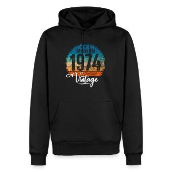 Millésime Fabriqué en 1974 Année de naissance 1974 Anniversaire - Sweat à capuche Premium bio Homme - noir - Devant - Nico (187cm)
