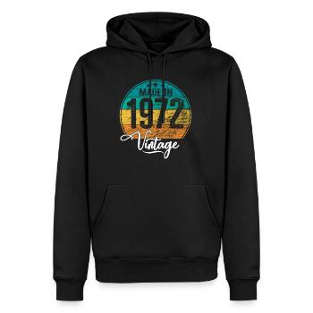 Millésime Fabriqué en 1972 Année de naissance 1972 Anniversaire - Sweat à capuche Premium bio Homme - noir - Devant - Nico (187cm)