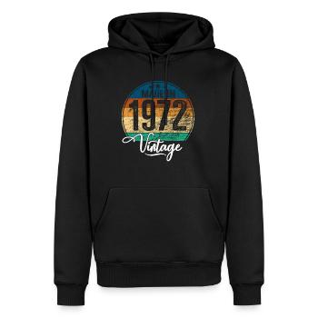 Millésime Fabriqué en 1972 Année de naissance 1972 Anniversaire - Sweat à capuche Premium bio Homme - noir - Devant - Nico (187cm)