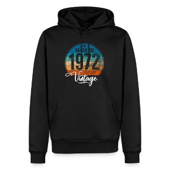 Millésime Fabriqué en 1972 Année de naissance 1972 Anniversaire - Sweat à capuche Premium bio Homme - noir - Devant - Nico (187cm)