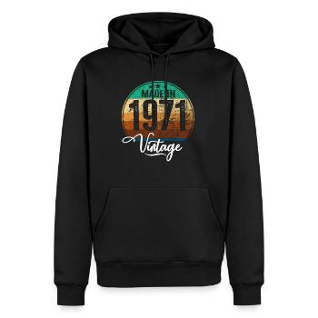 Vintage Made in 1971 Geburtsjahr 1971 Geburtstag - Männer Premium Bio Hoodie - Schwarz - Vorne - Nico (187cm)