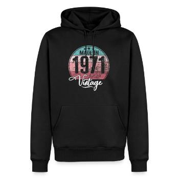 Vintage Made in 1971 Geburtsjahr 1971 Geburtstag - Männer Premium Bio Hoodie - Schwarz - Vorne - Nico (187cm)