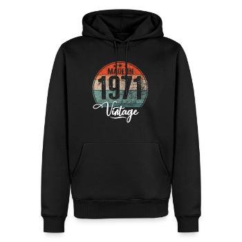 Vintage Made in 1971 Geburtsjahr 1971 Geburtstag - Männer Premium Bio Hoodie - Schwarz - Vorne - Nico (187cm)