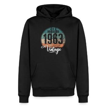 Vintage Made in 1963 Geburtsjahr 1963 Geburtstag - Männer Premium Bio Hoodie - Schwarz - Vorne - Nico (187cm)